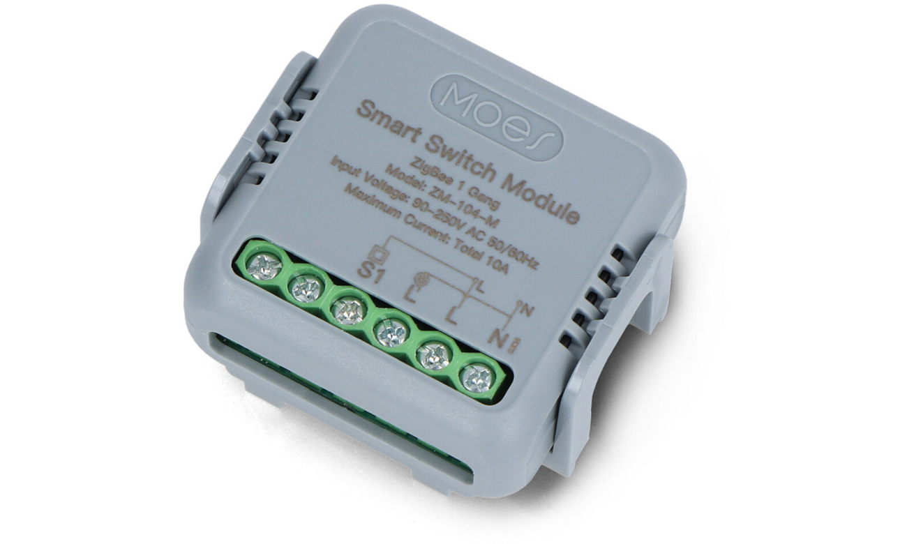 Przekaźnik dopuszkowy pojedynczy Mini Moes MS-104ZM ZigBee - Widok od góry pod kątem