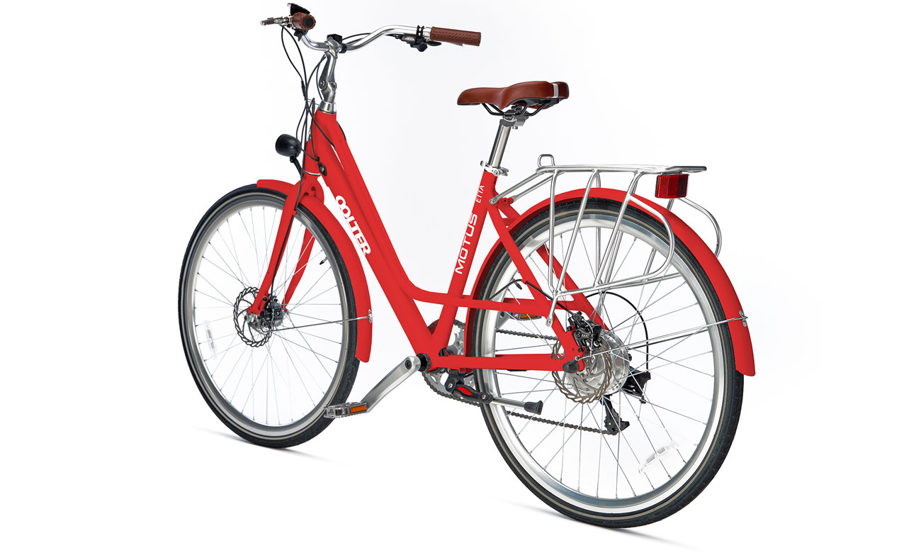 Rower elektryczny Motus Etta Red 490 mm - Widok lewego boku pod kątem