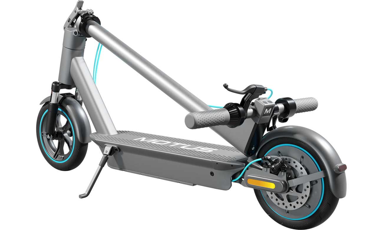Hulajnoga elektryczna Motus Scooty 10 Plus 2022 - Widok od tyłu, złożona konstrukcja