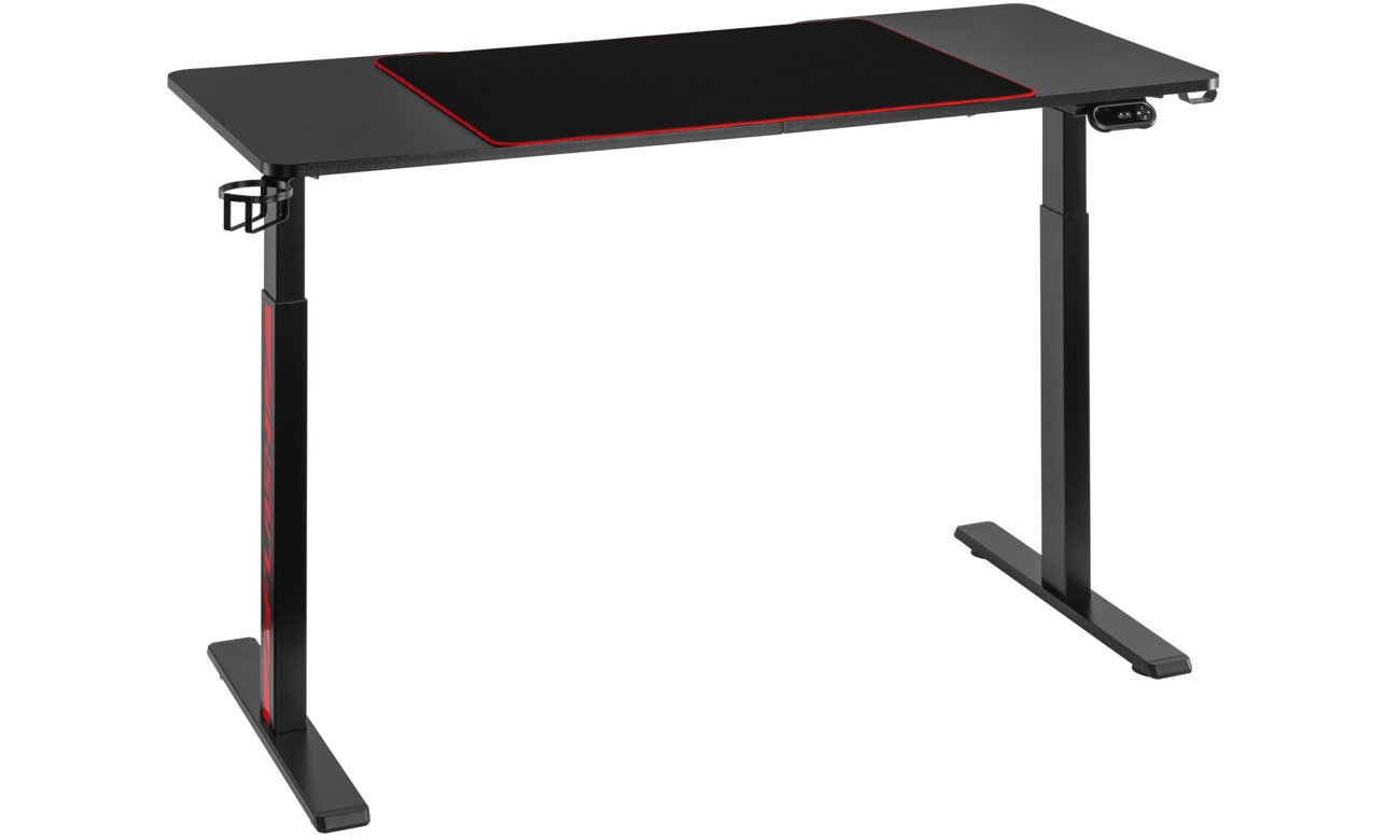 Biurko z elektryczną regulacją wysokości Mozos DX RGB Czarne - Widok od przodu pod kątem