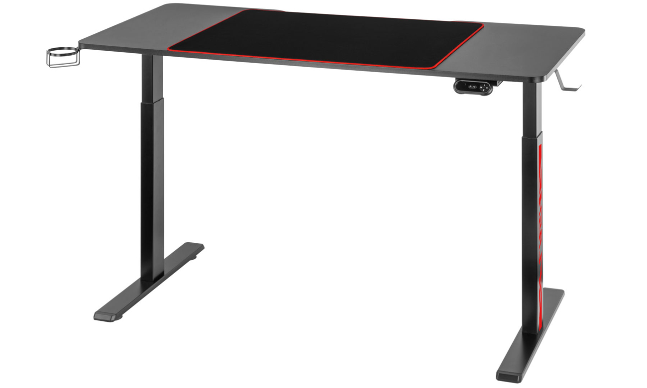 Biurko z elektryczną regulacją wysokości Mozos DX RGB Czarne - Widok od przodu pod kątem