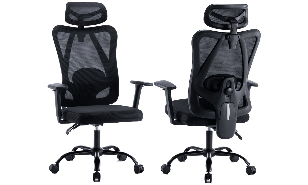 Fotel ergonomiczny Mozos ERGO-X - Widok od przodu i od tyłu pod kątem