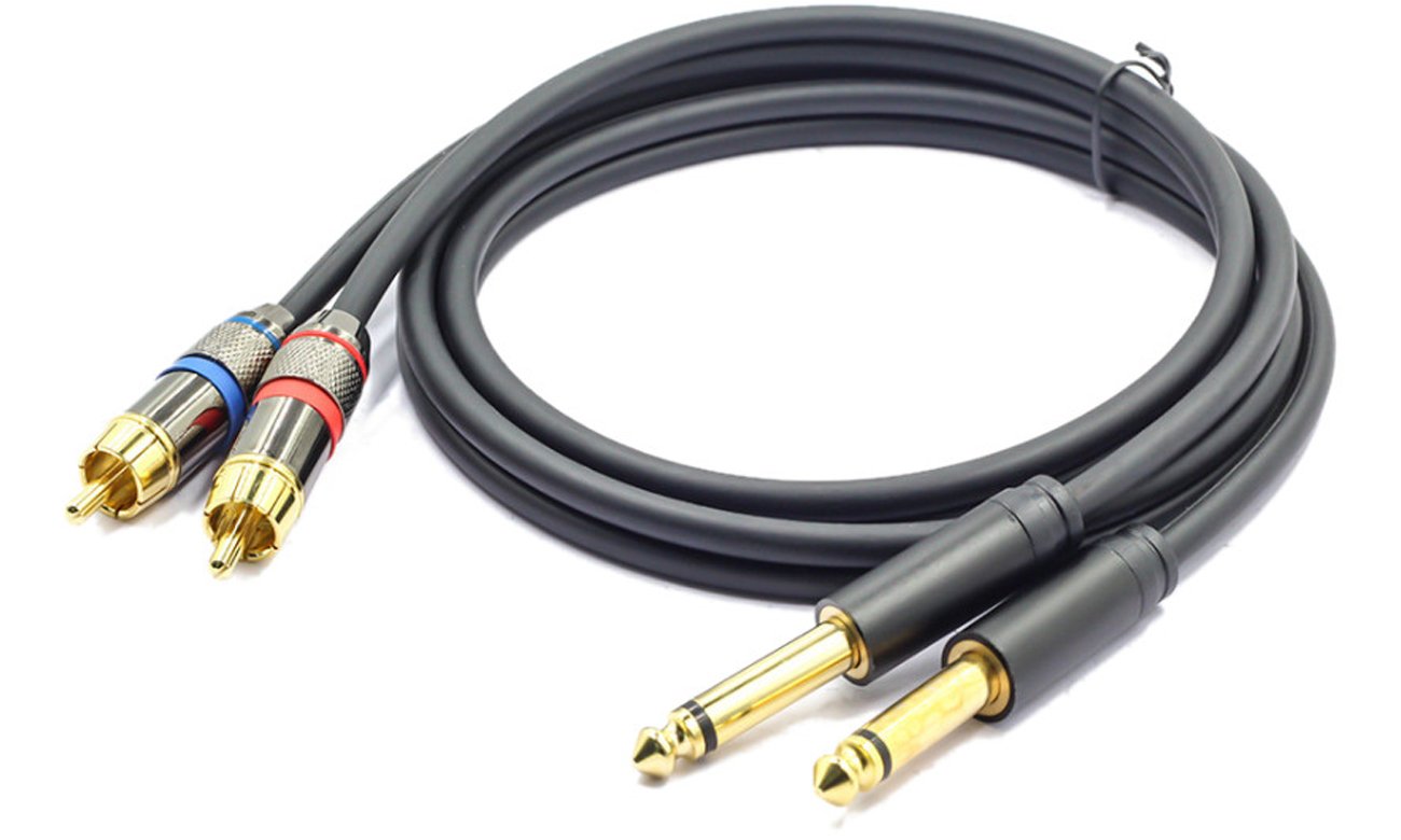 Kabel Mozos 2x jack 6,3 mm - 2x RCA 3m - Widok ogólny
