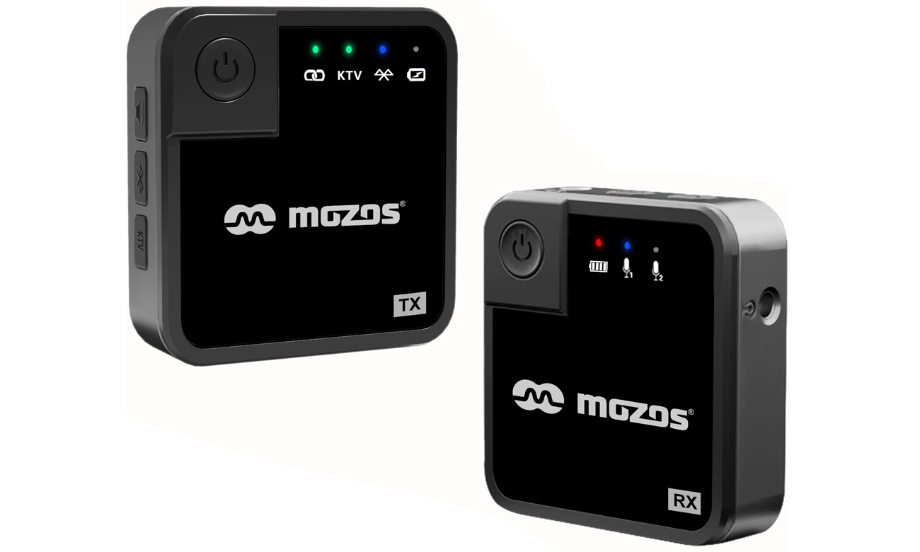Mikrofon bezprzewodowy 2,4 GHz z mikroportem Mozos MX1 - Widok od przodu pod kątem