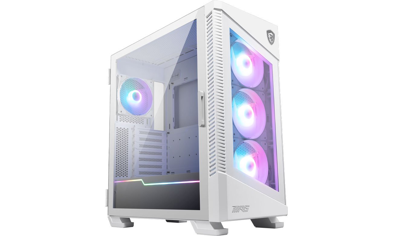 MSI MPG Velox 100R White widok z przodu pod kątem