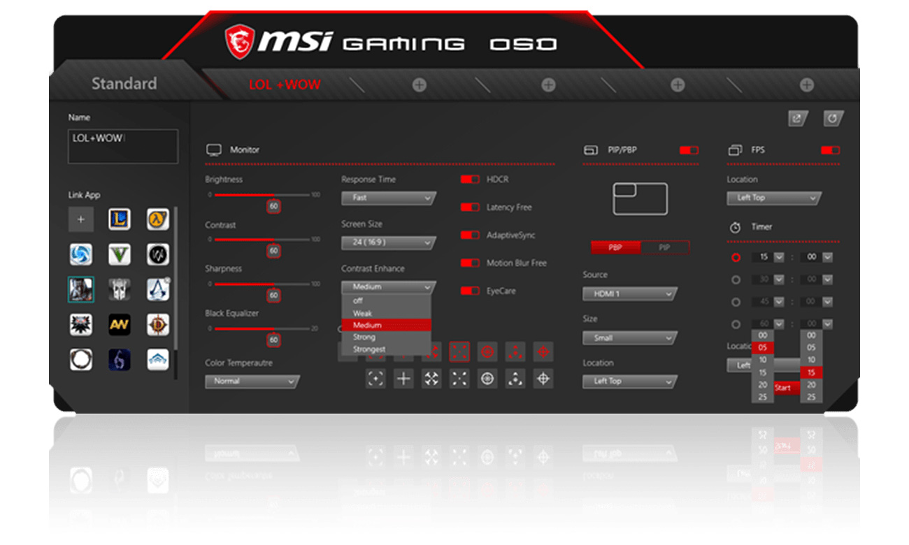 MSI Optix MPG27C Aplikacja OSD