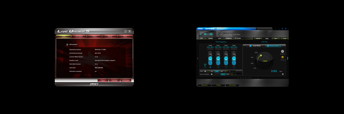 MSI A78-G41 PC MATE Live Update Command Center