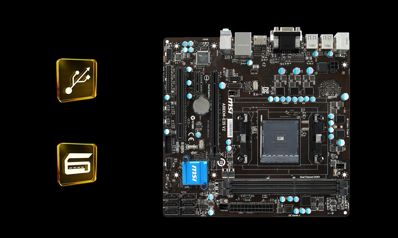 MSI A88XM-E35 V2 USB 3.0 i SATA III