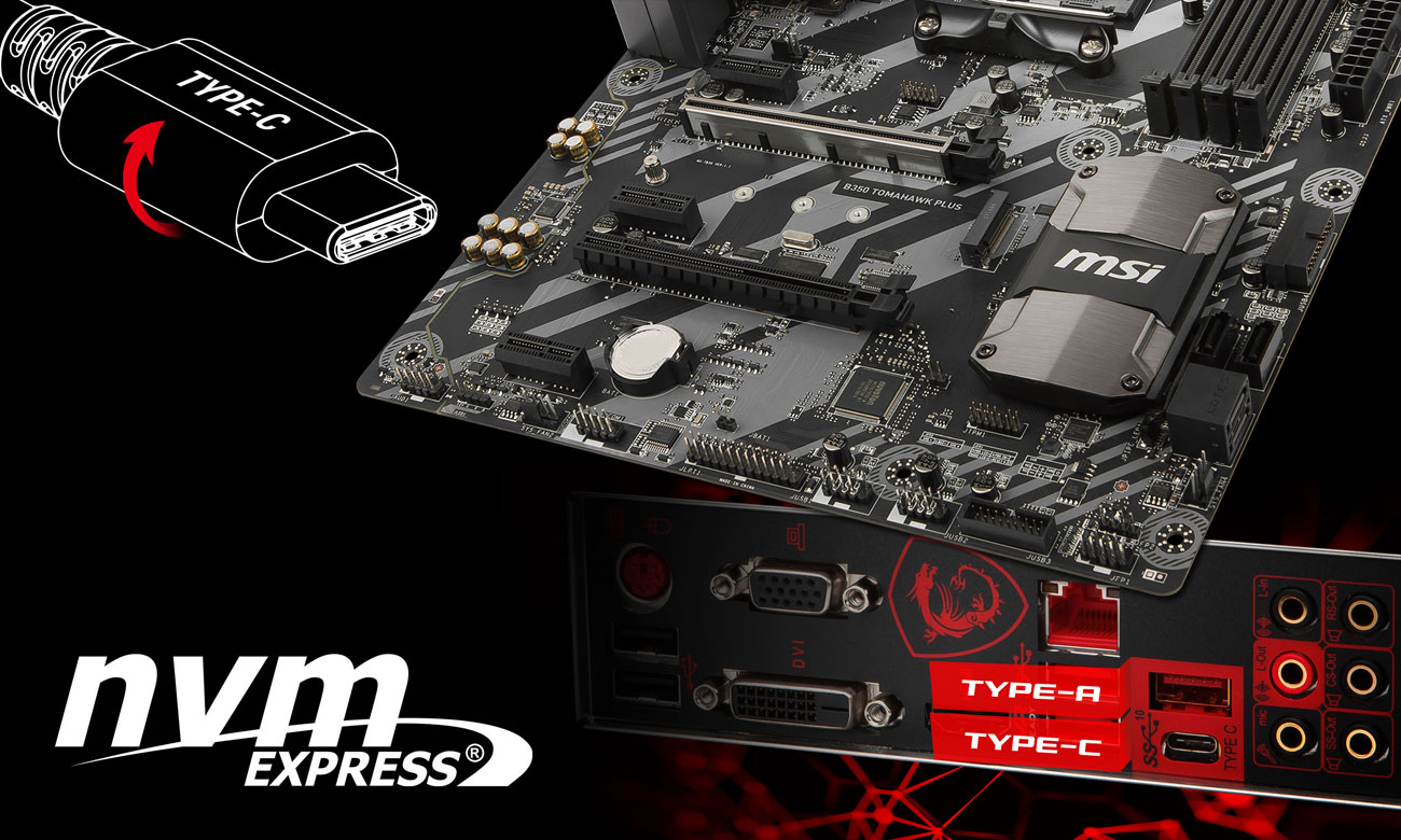 MSI B350 TOMAHAWK PLUS Turbo M.2 USB 3.1 Gen2