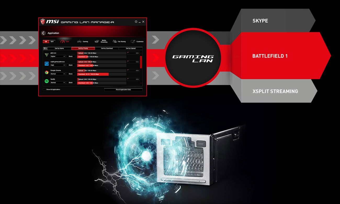 MSI B350 TOMAHAWK PLUS MSI Gaming LAN Manager
