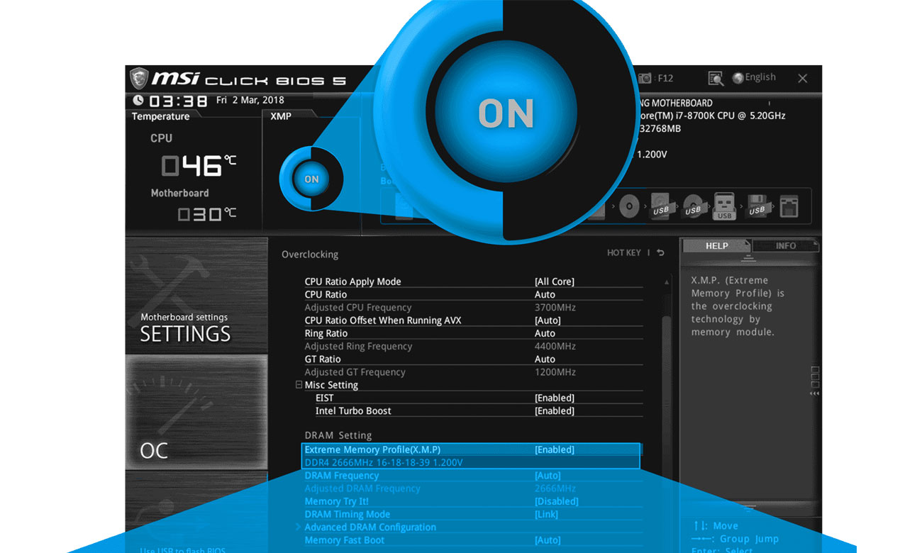 MSI H310M PRO-VH Funkcja Easy XMP