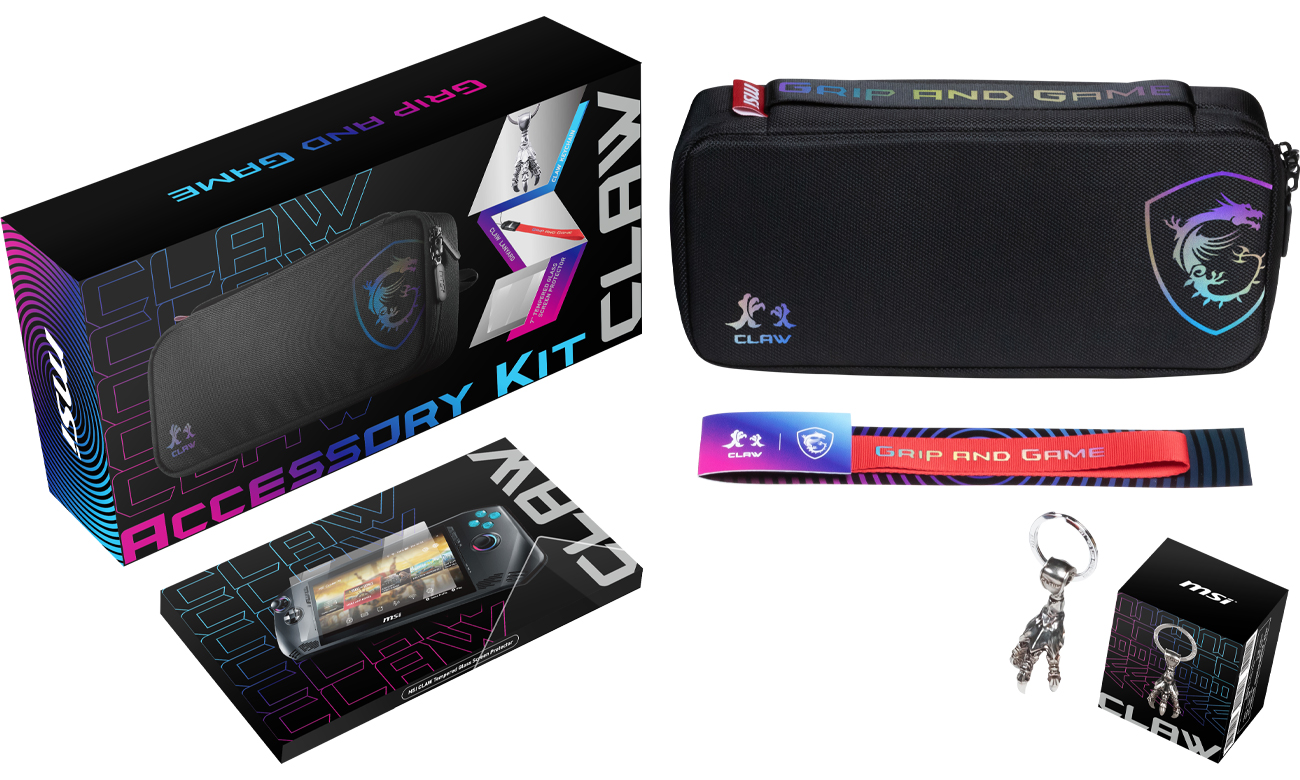 Zestaw akcesoriów Gift Pack do konsoli MSI Claw - Widok zbiorczy