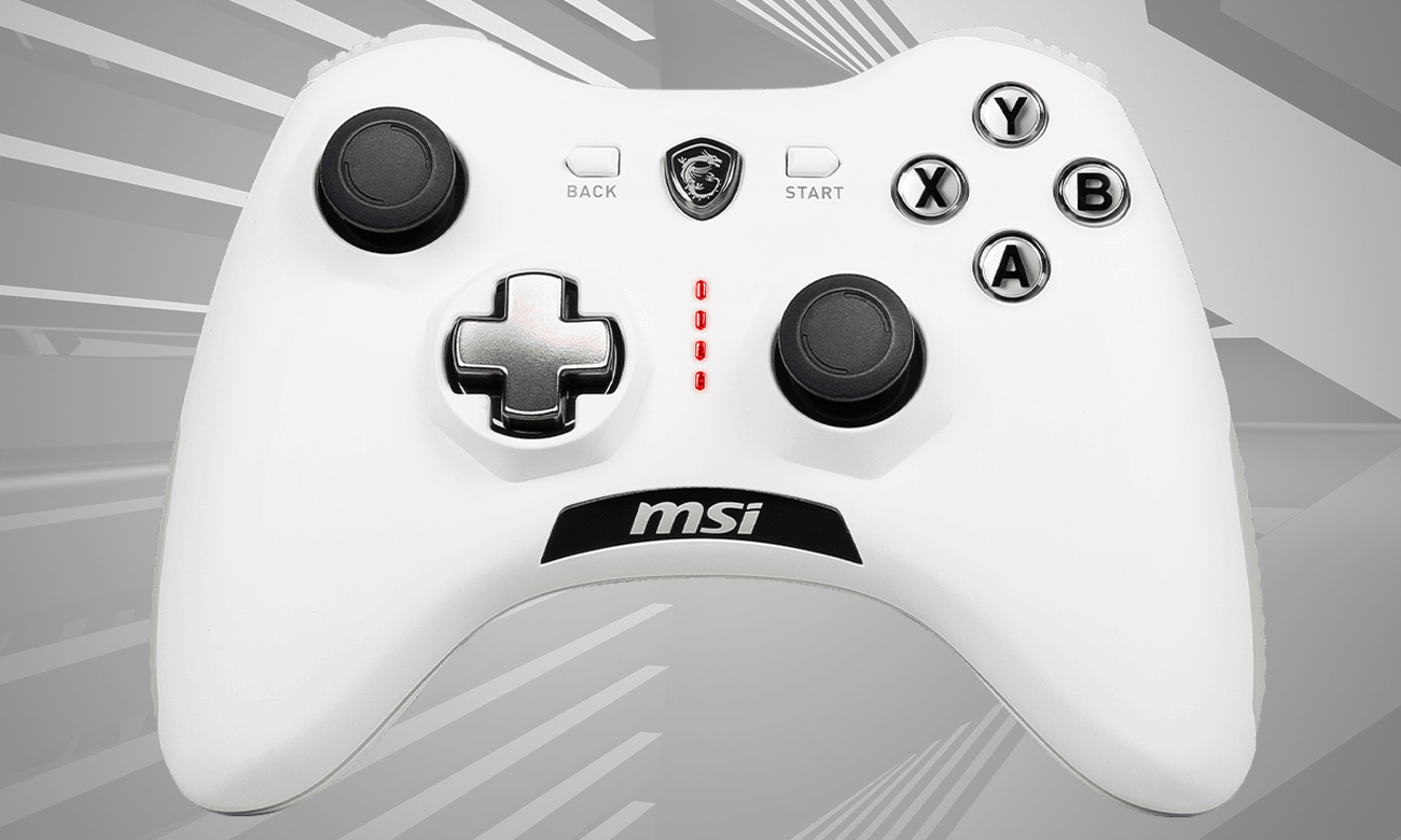 Kontroler MSI Force GC20 V2 Biały - Widok od przodu, grafika z tłem
