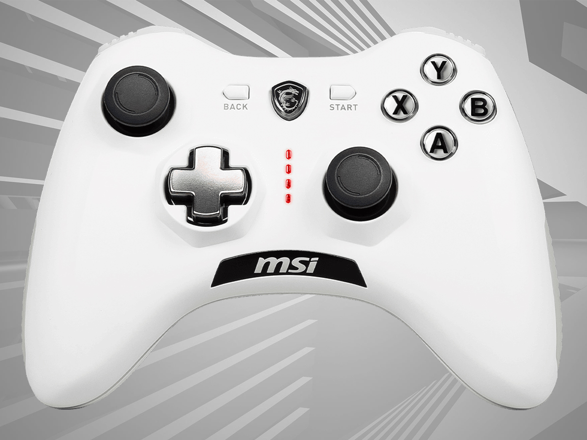 Kontroler MSI Force GC20 V2 Biały - Widok od przodu, grafika z tłem