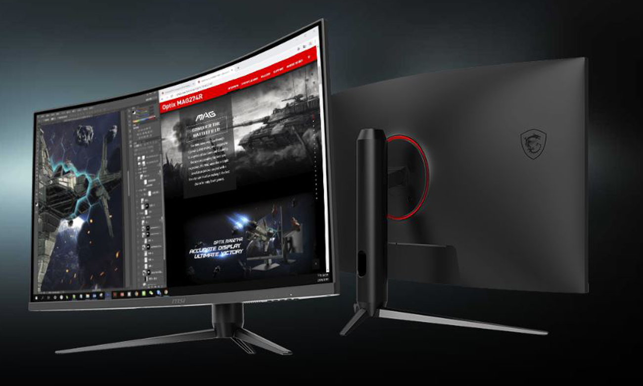 Monitor MSI G321CQP E2 przód i tył