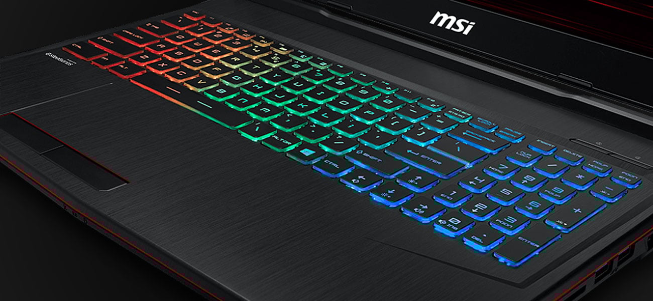 MSI GP63 Leopard 8RD Podświetlana, gamingowa klawiatura RGB SteelSeries