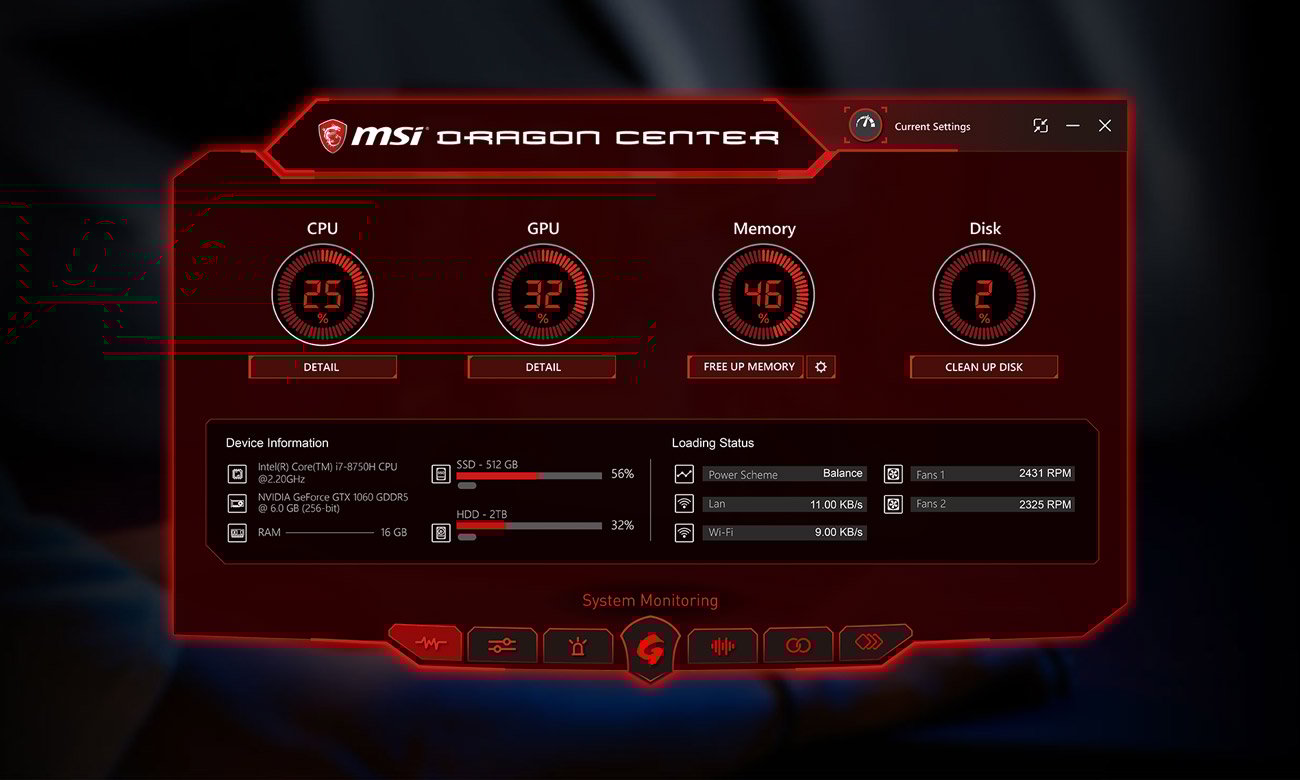 MSI GV62 8RC Dragon Center 2.0