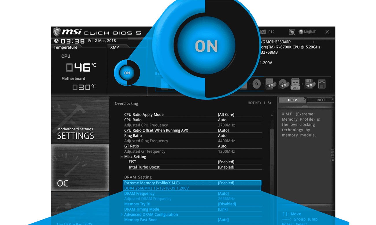 MSI H310M PRO-VL Funkcja Easy XMP