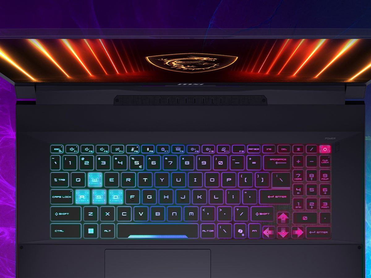 MSI Katana 17 HX zbliżenie na klawiaturę