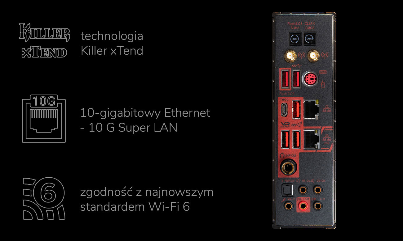 MSI MEG X570 GODLIKE - Sieć, złącza