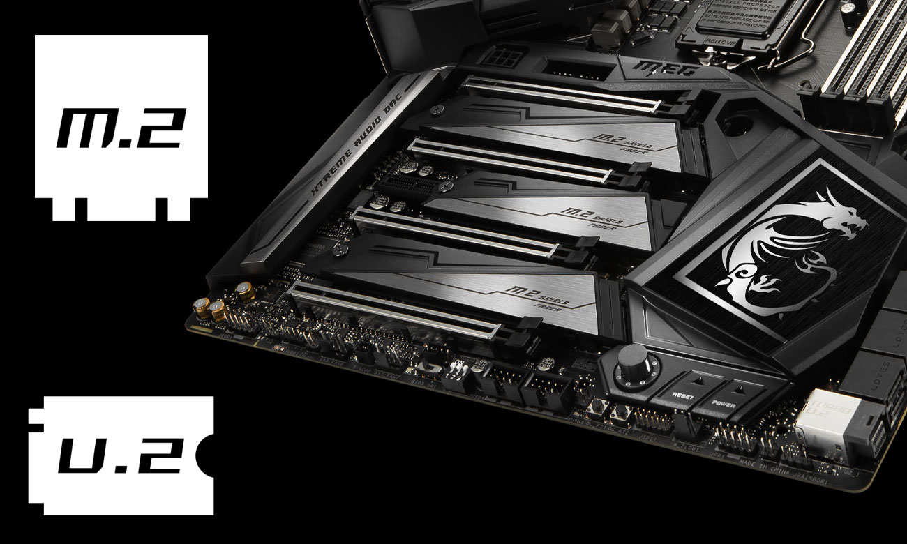 MSI MEG Z390 GODLIKE Trzy sloty dla dysków M.2