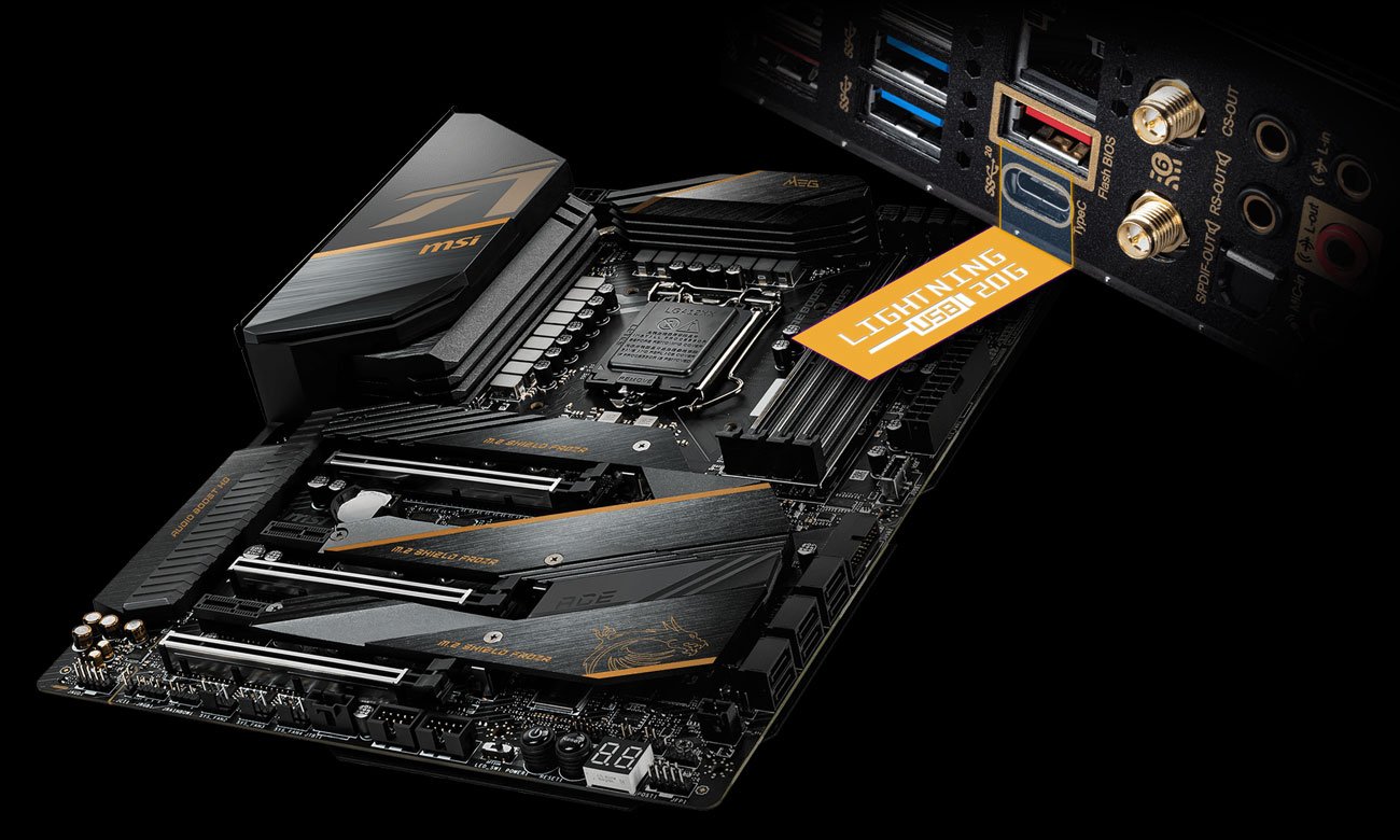 MSI MEG Z490 ACE - Złącza M.2, USB