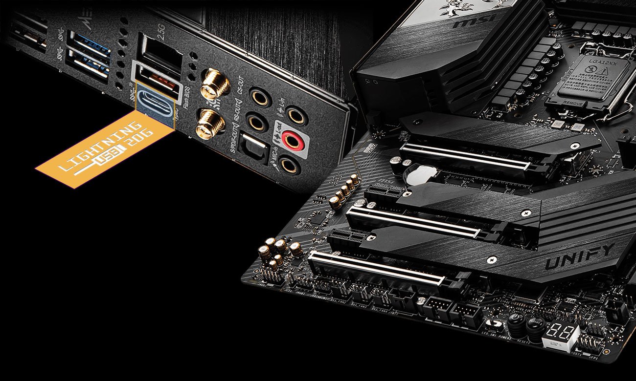 MSI MEG Z490 UNIFY - Złącza M.2, USB