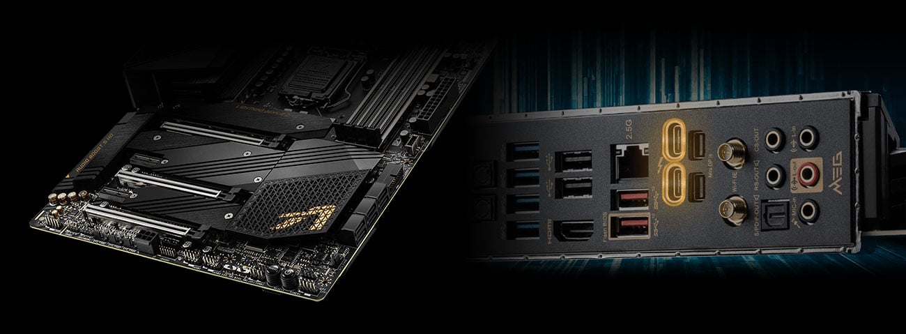 MSI MEG Z590 ACE - Złącza M.2, Thuderbolt 4