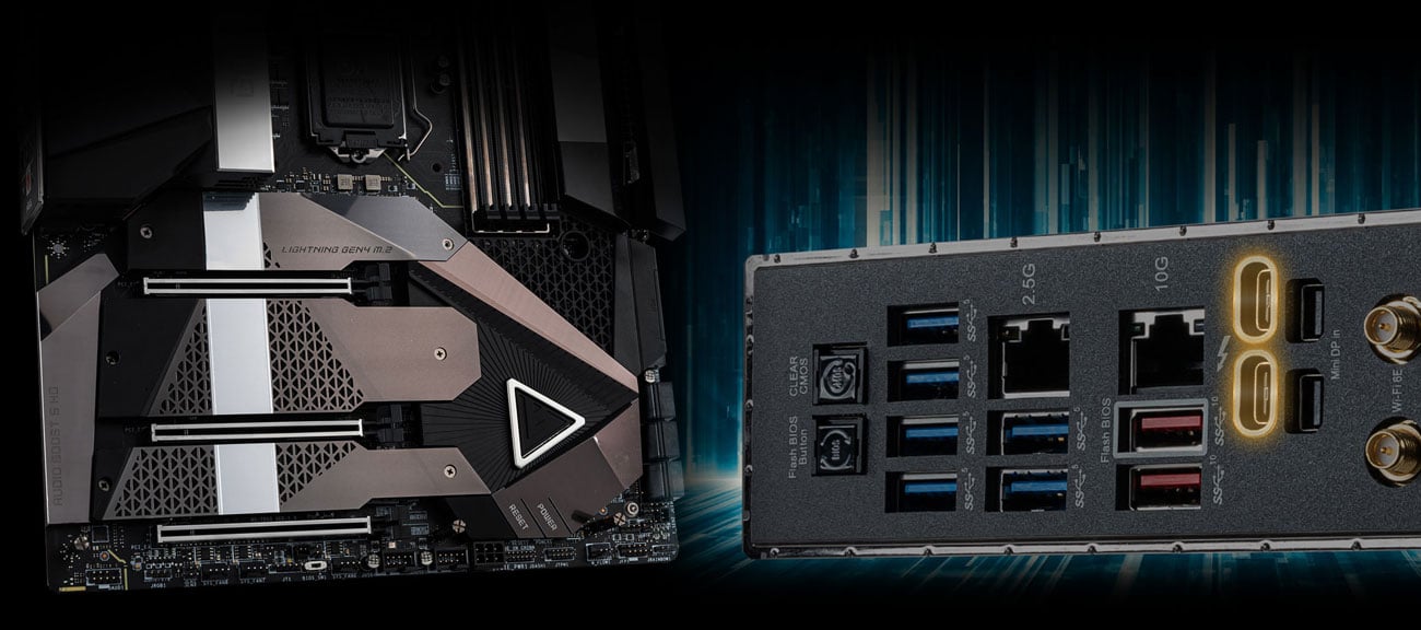 MSI MEG Z590 GODLIKE - Złącza M.2, Thunderbolt 4