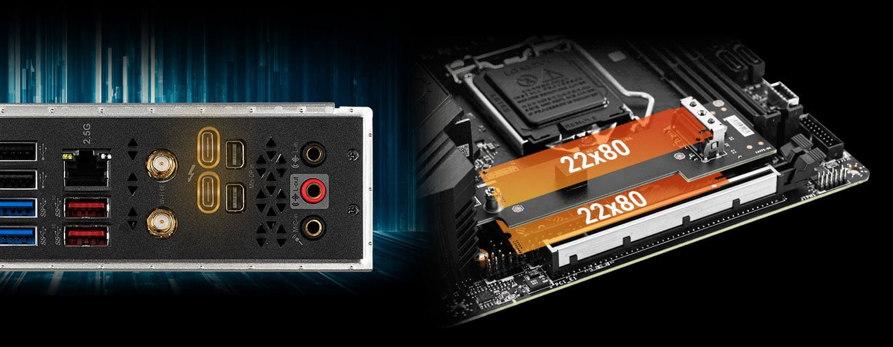 MSI MEG Z590I UNIFY - Złącza M.2, Thunderbolt 4