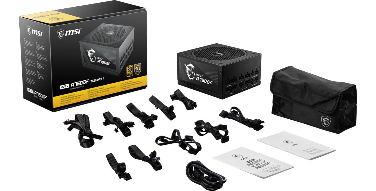 MSI MPG A750GF 750W - Modularne okablowanie