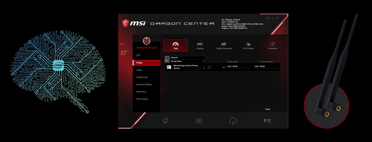 MSI MPG Z390 GAMING EDGE AC Zwiększaj swoją przewagę w sieci