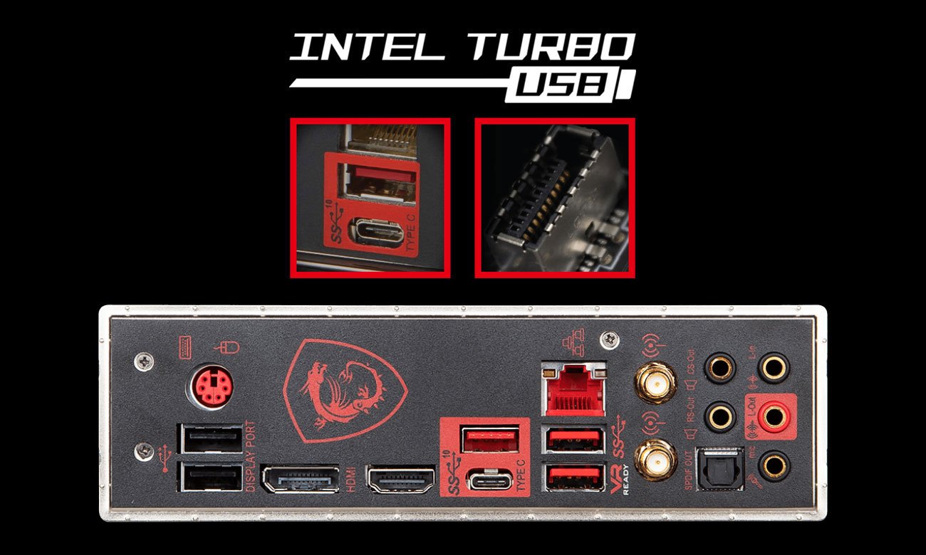 MSI MPG Z390 GAMING PRO CARBON AC Złącza USB
