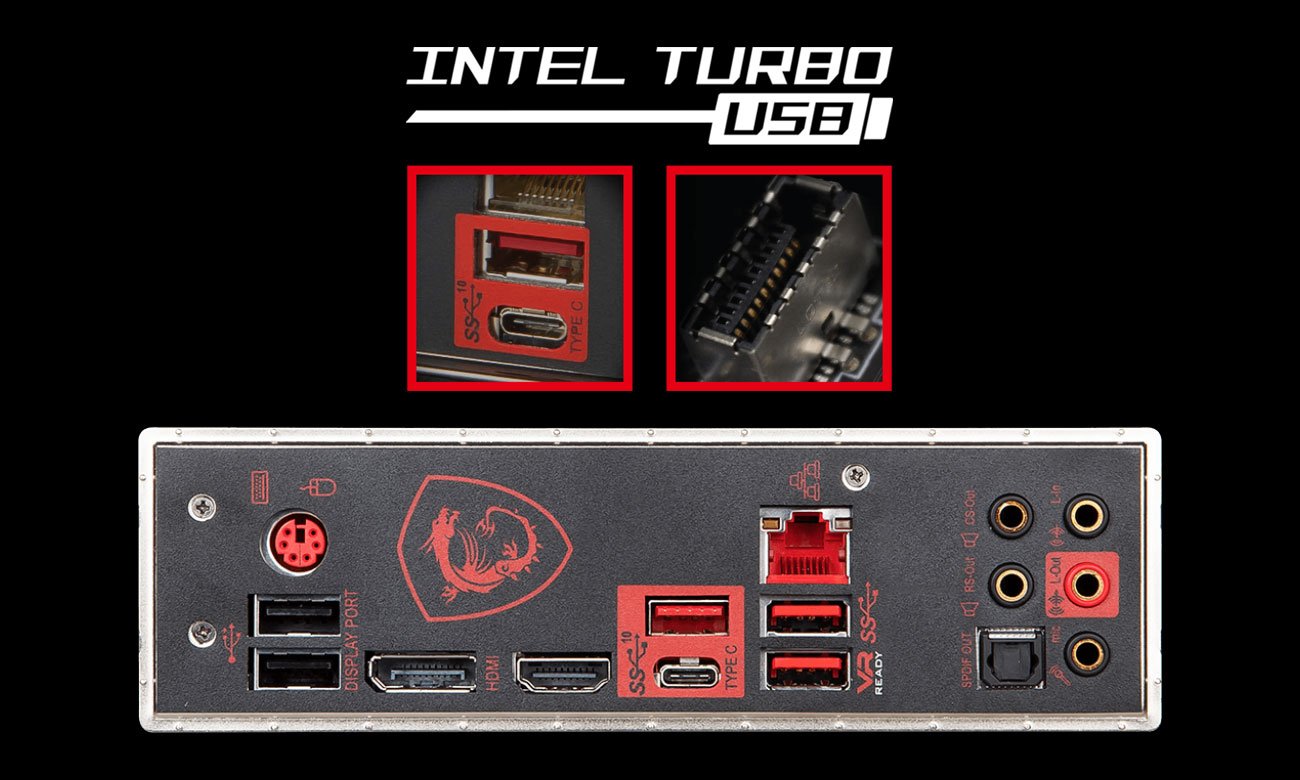 MSI MPG Z390 GAMING PRO CARBON Złącza USB