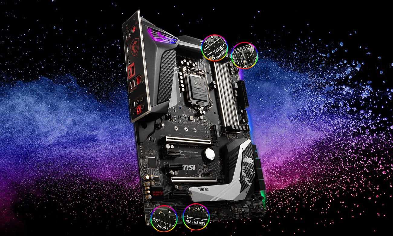 MSI MPG Z390 GAMING PRO CARBON Podświetlenie Mystic Light