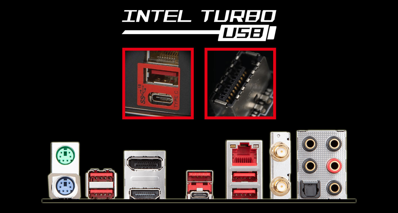 MSI MPG Z390M GAMING EDGE AC Łączność USB