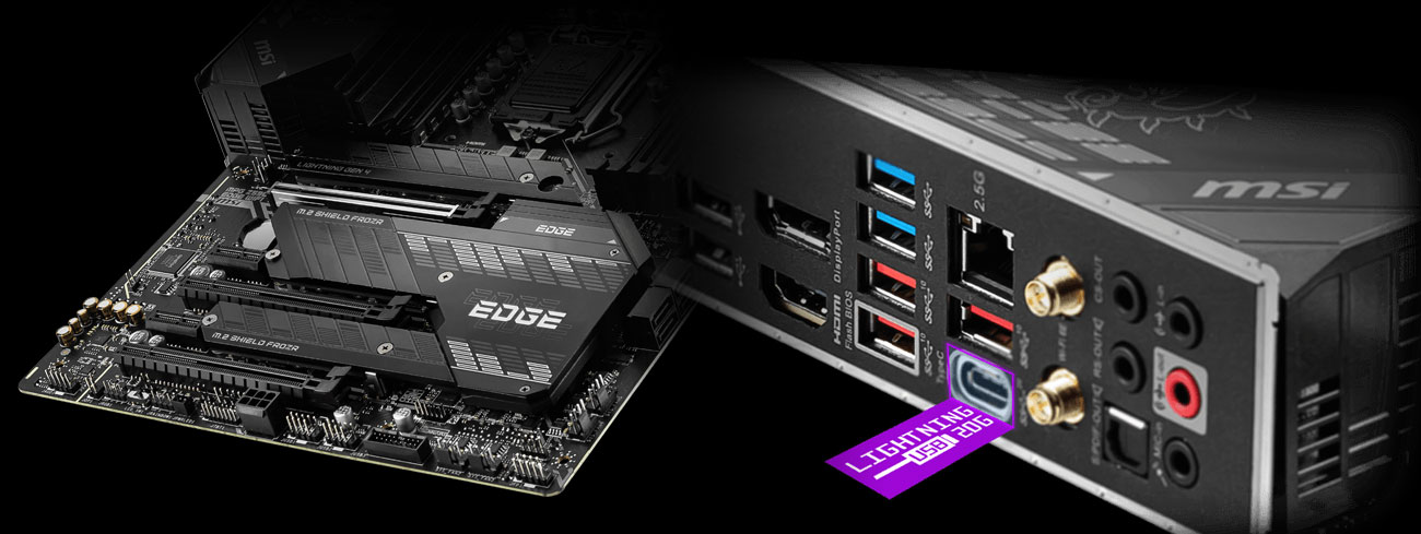 MSI MPG Z590 GAMING EDGE WIFI - Złącza M.2, Thunderbolt 4
