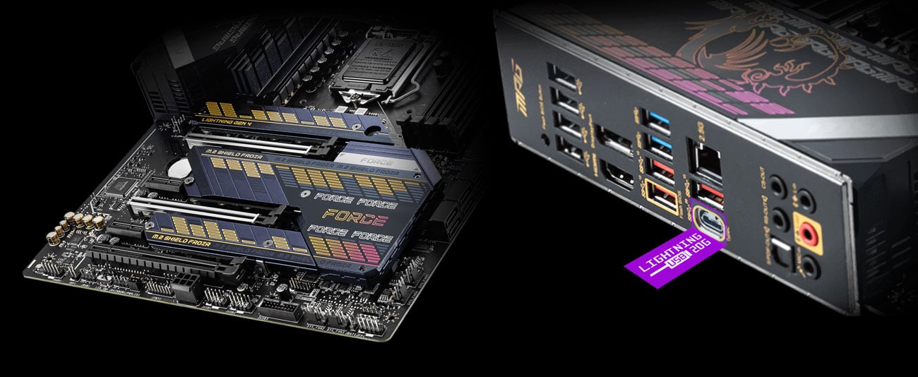 MSI MPG Z590 GAMING FORCE - Złącza M.2, USB