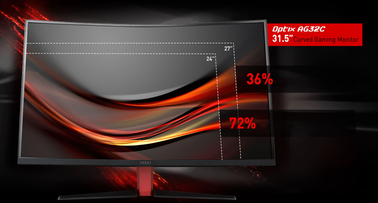 MSI Optix AG32C Curved Większa powierzchnia ekranu