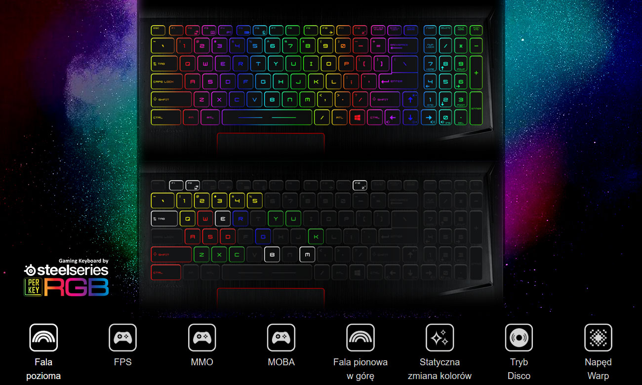 MSI GE63 Raider RGB 8RE Podświetlenie Mystic Light z trybem Gaming Mode
