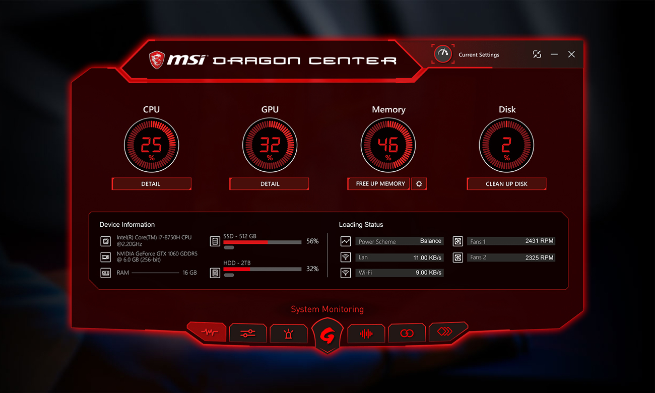 MSI GE73 Raider RGB 8RE DRAGON CENTER 2.0