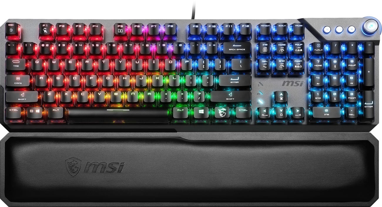 MSI VIGOR GK71 widok z góry, podpórka pod nadgarstki