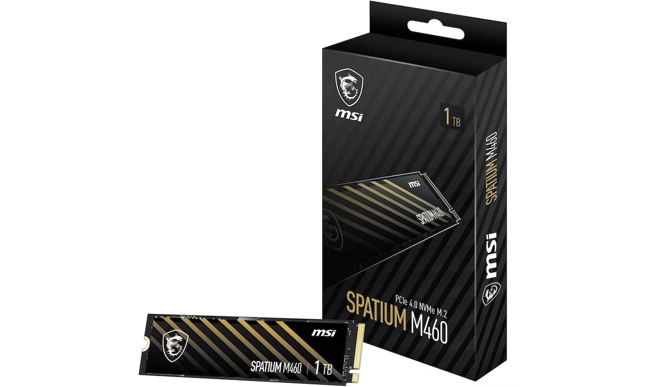Dysk SSD M.2 PCIe Gen4 NVMe MSI Spatium M460 1 TB - Widok ogólny + opakowanie