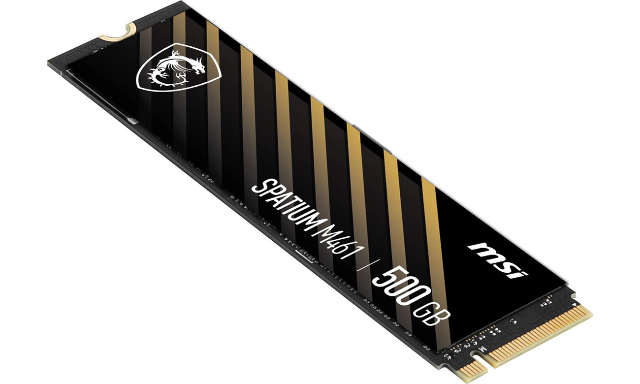 Dysk SSD M.2 MSI Spatium M461 PCIe Gen4 NVMe 500 GB - Widok od przodu pod kątem