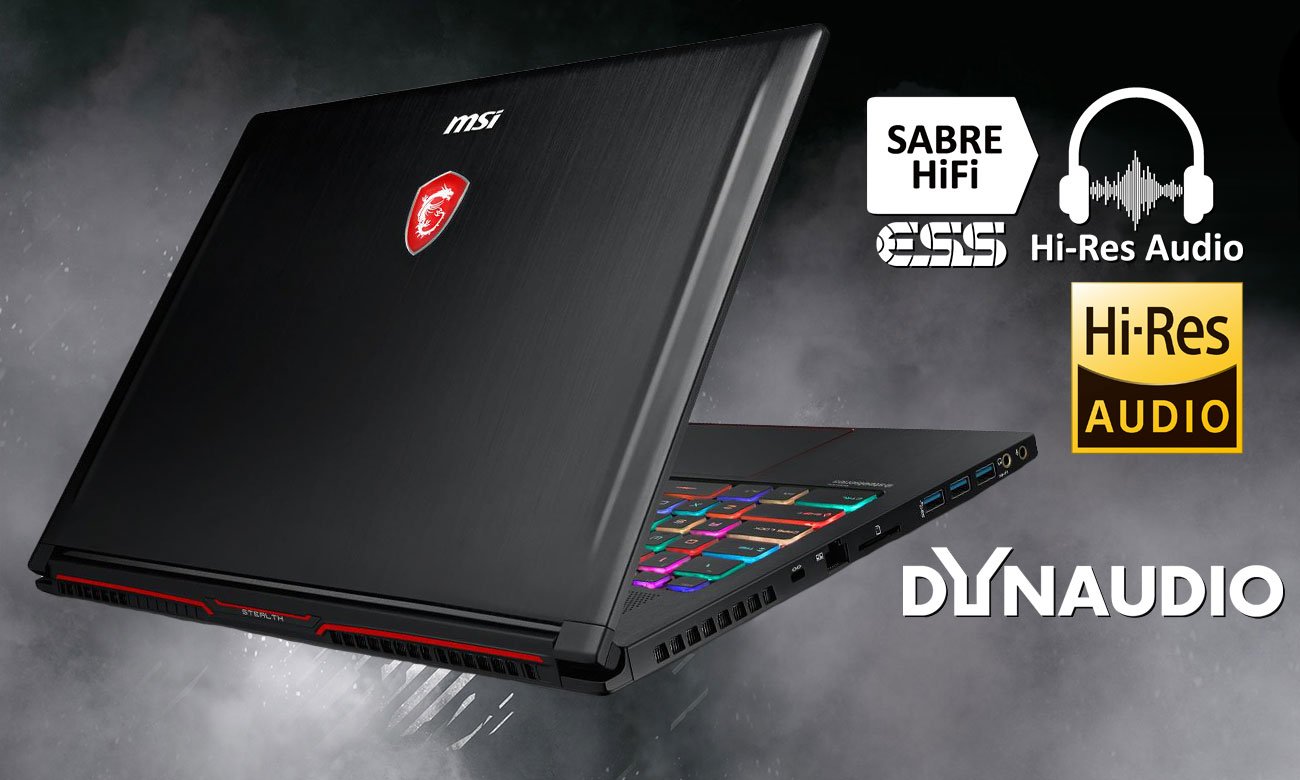 MSI Stealth GS63 8RE Głosniki Dynaudio z układem SABRE Audio DAC
