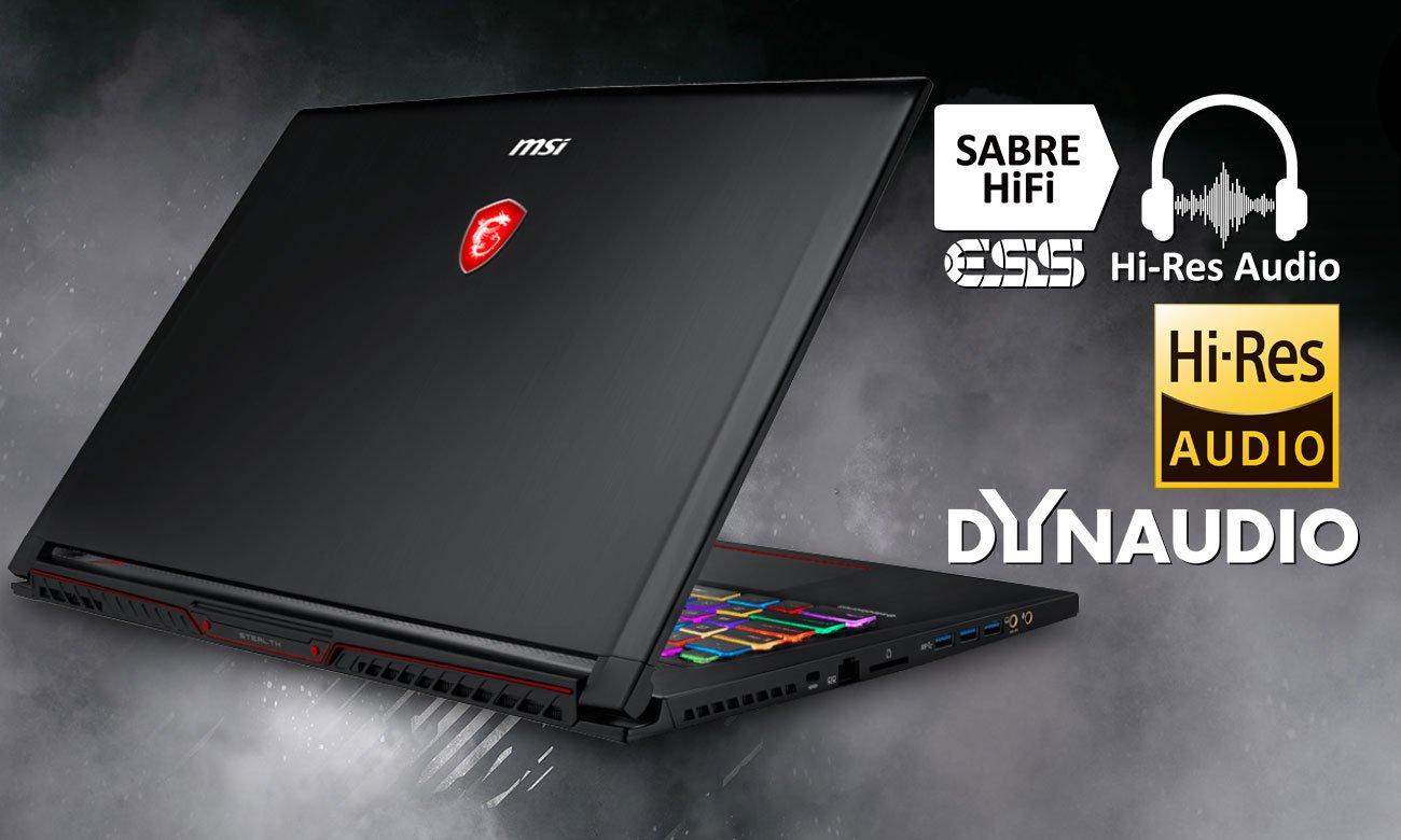 MSI Stealth GS73 8RF Głosniki Dynaudio z układem SABRE Audio DAC