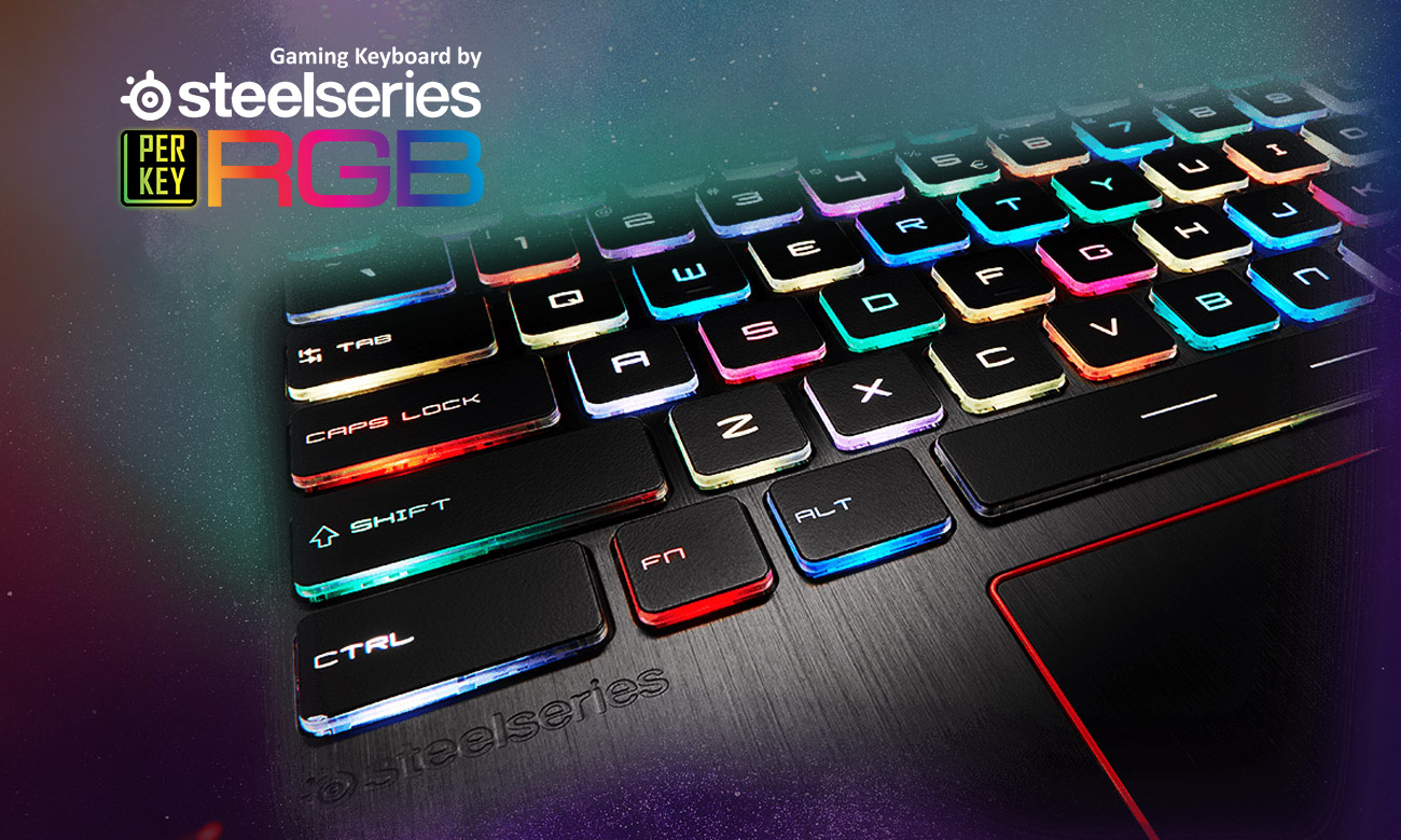 MSI GT63 Titan 8RF Klawiatura SteelSeries, osobno podświetlane klawisze RGB, anty-ghosting
