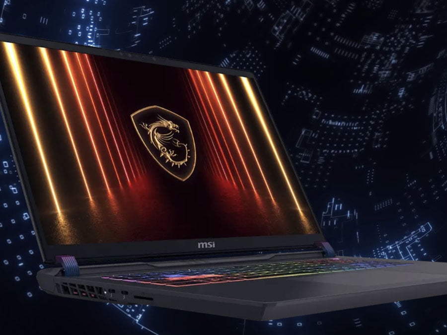 MSI Vector 17 HX AI A2XW widok ekranu oraz klawiatury