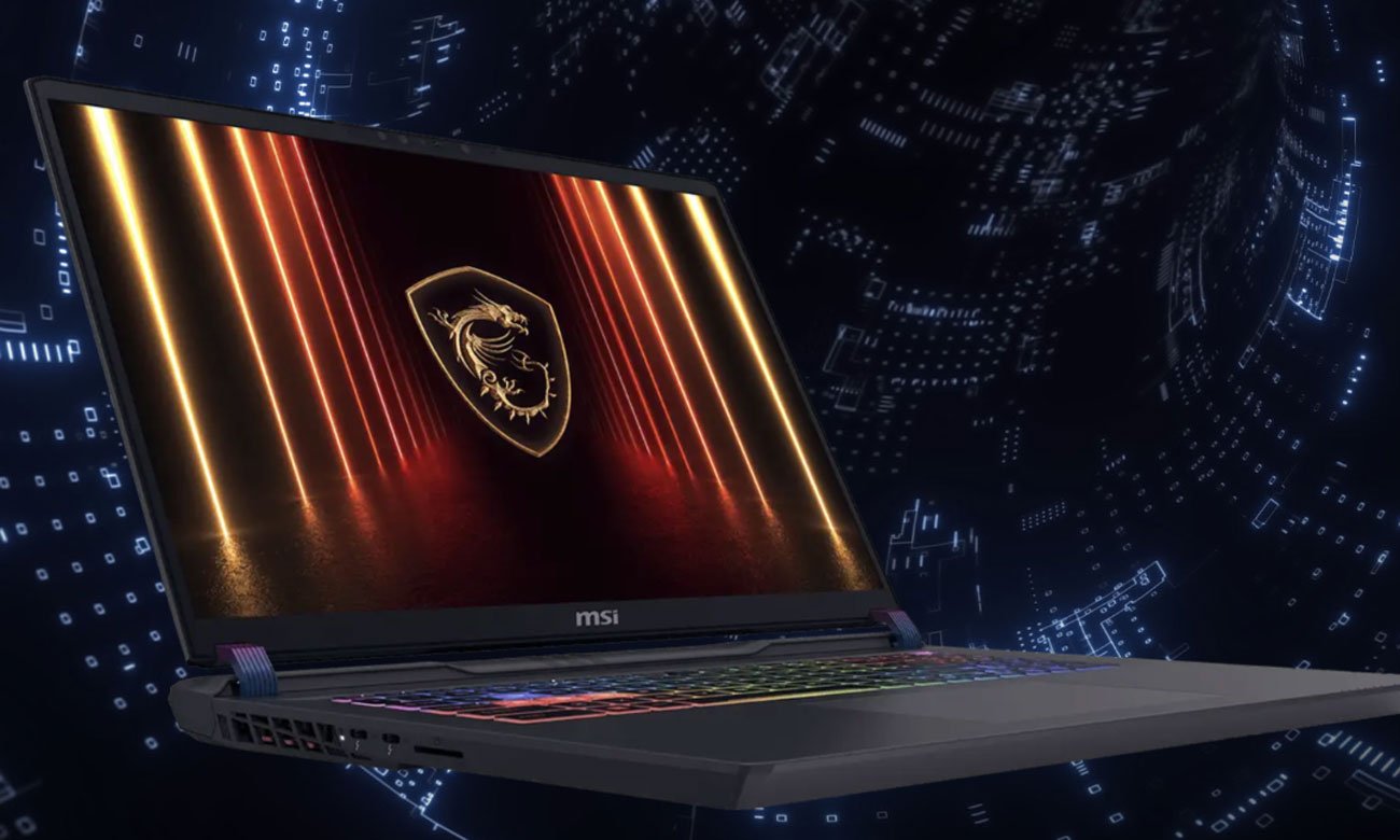 MSI Vector 17 HX AI A2XW widok ekranu oraz klawiatury