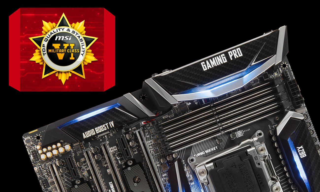 MSI X299 GAMING PRO CARBON Komponenty Military Class VI